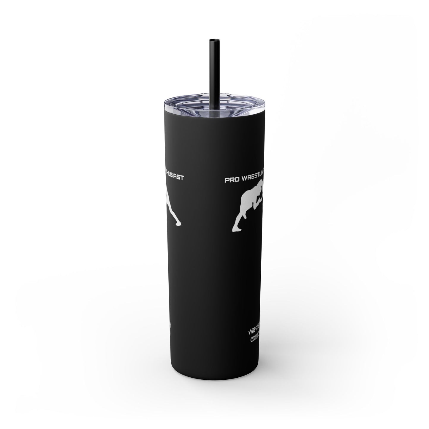 Pro Wrestling Enthusiast Skinny Tumbler with Straw 20oz