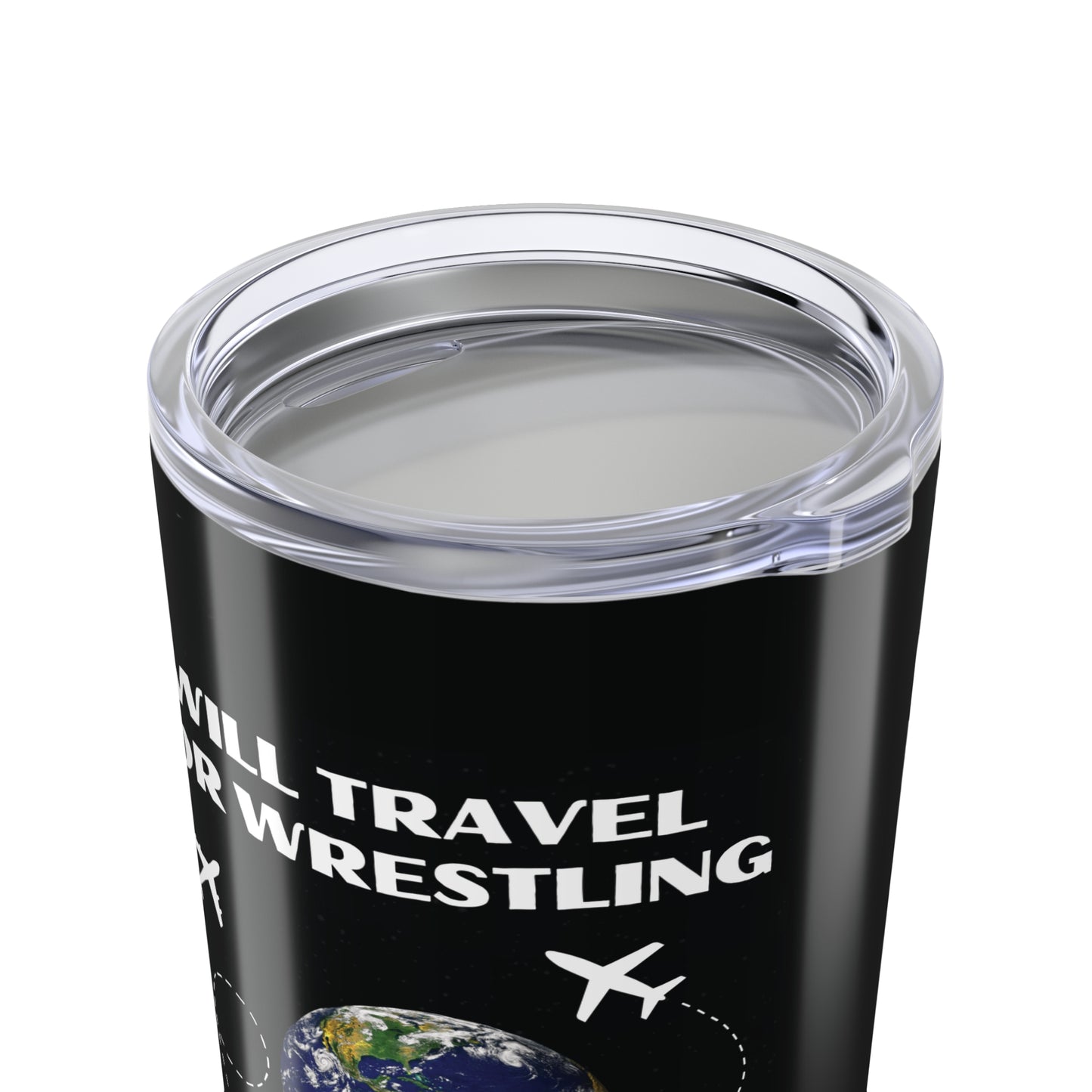 Will Travel For Wrestling Black Tumbler 20oz