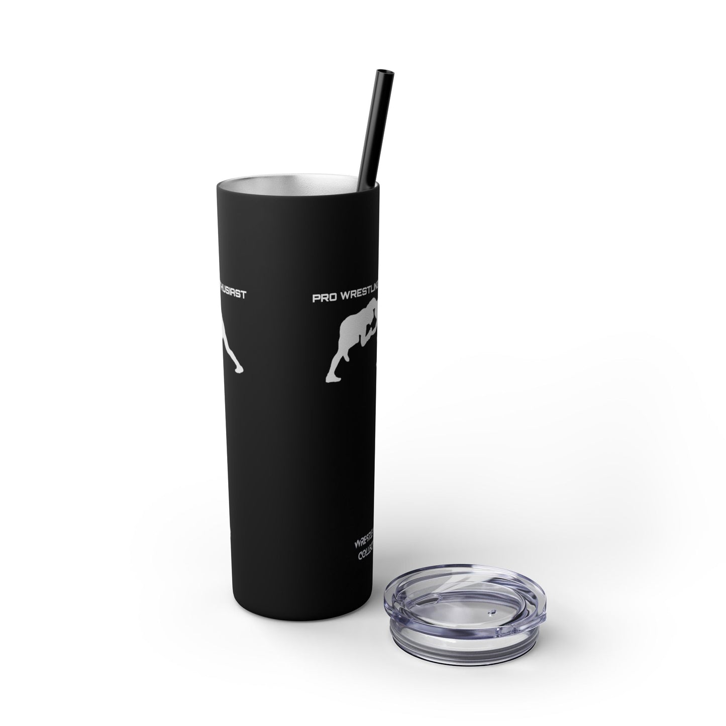 Pro Wrestling Enthusiast Skinny Tumbler with Straw 20oz
