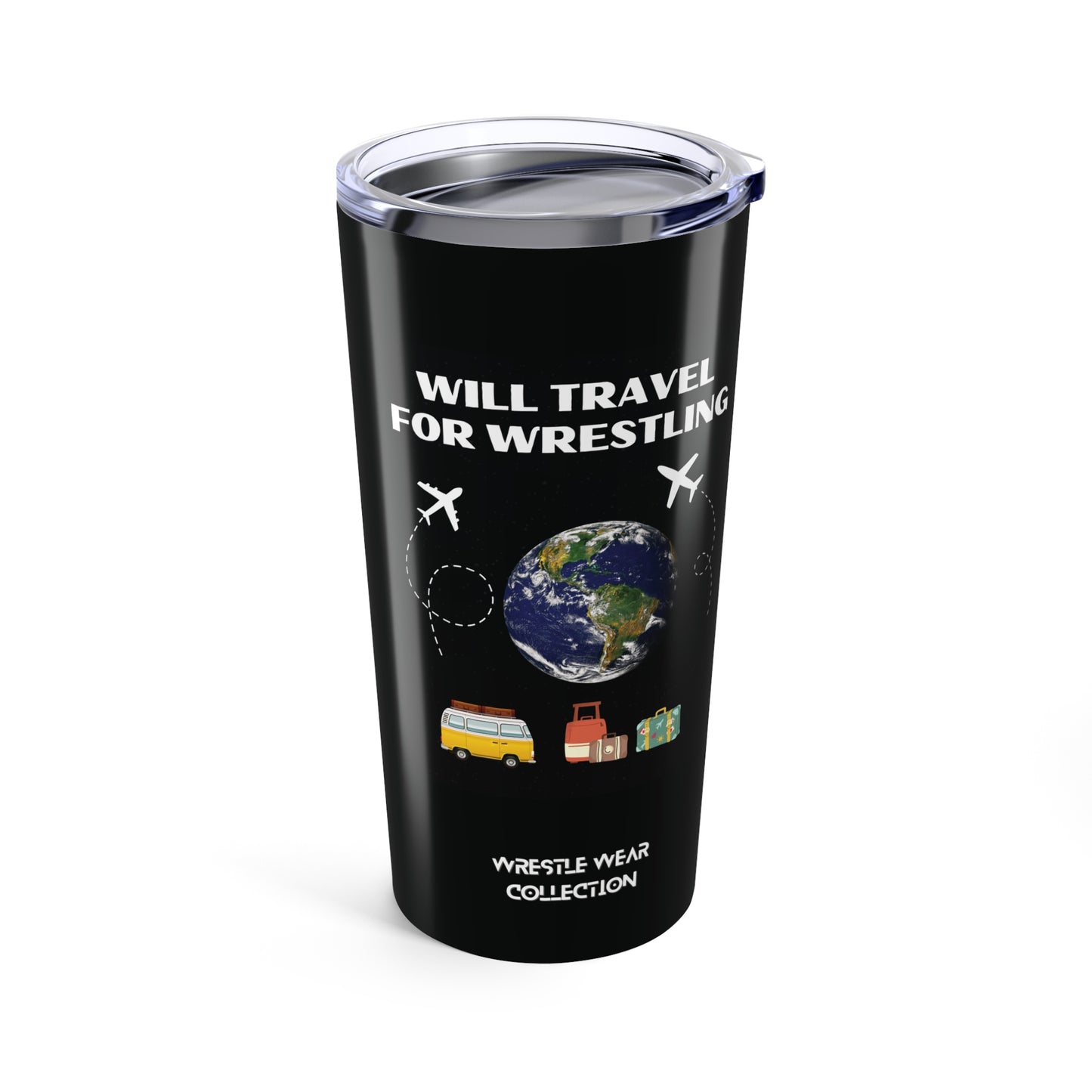 Will Travel For Wrestling Black Tumbler 20oz