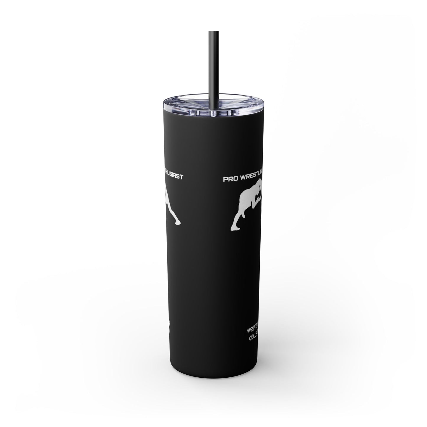 Pro Wrestling Enthusiast Skinny Tumbler with Straw 20oz