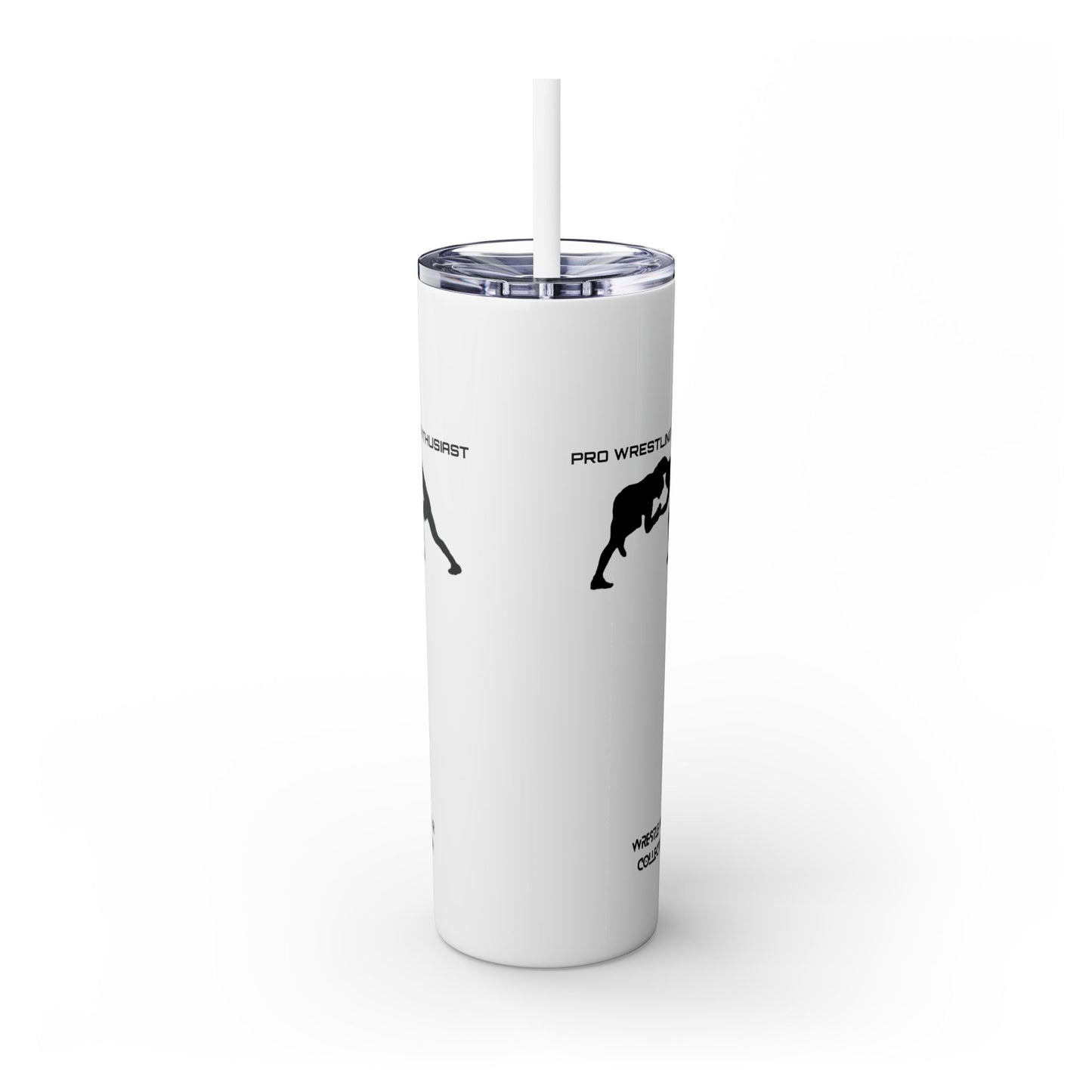 Pro Wrestling Enthusiast Skinny Tumbler with Straw 20oz