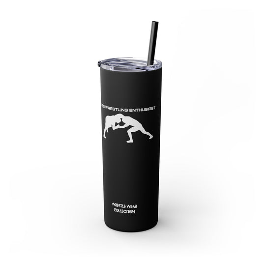 Pro Wrestling Enthusiast Skinny Tumbler with Straw 20oz