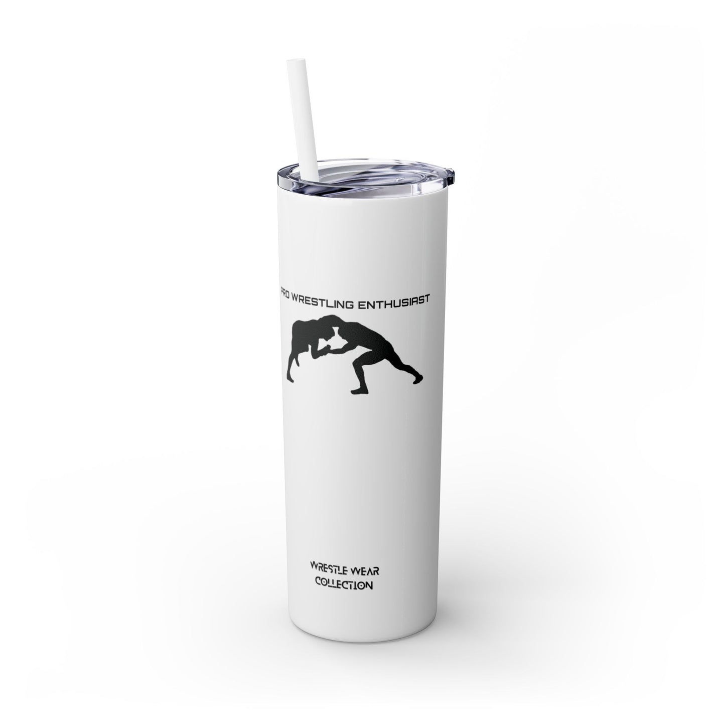 Pro Wrestling Enthusiast Skinny Tumbler with Straw 20oz