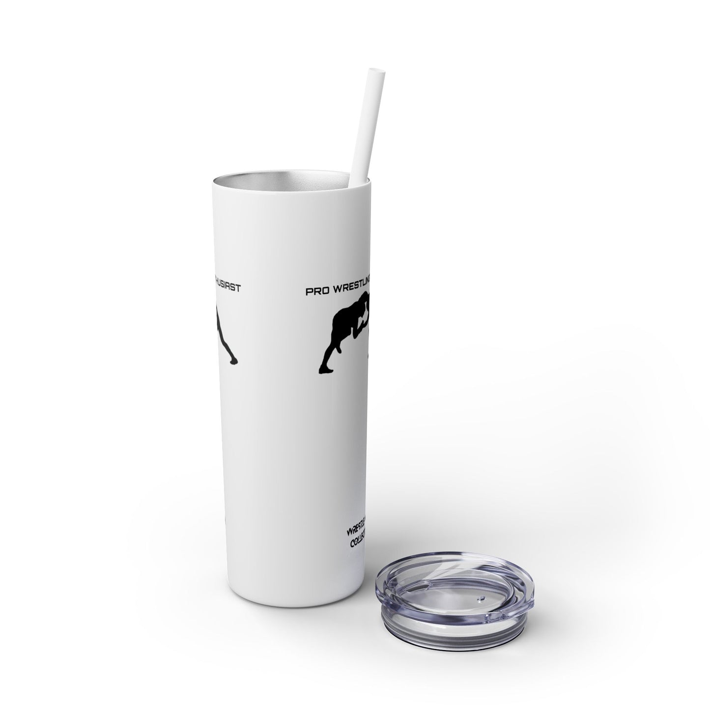 Pro Wrestling Enthusiast Skinny Tumbler with Straw 20oz